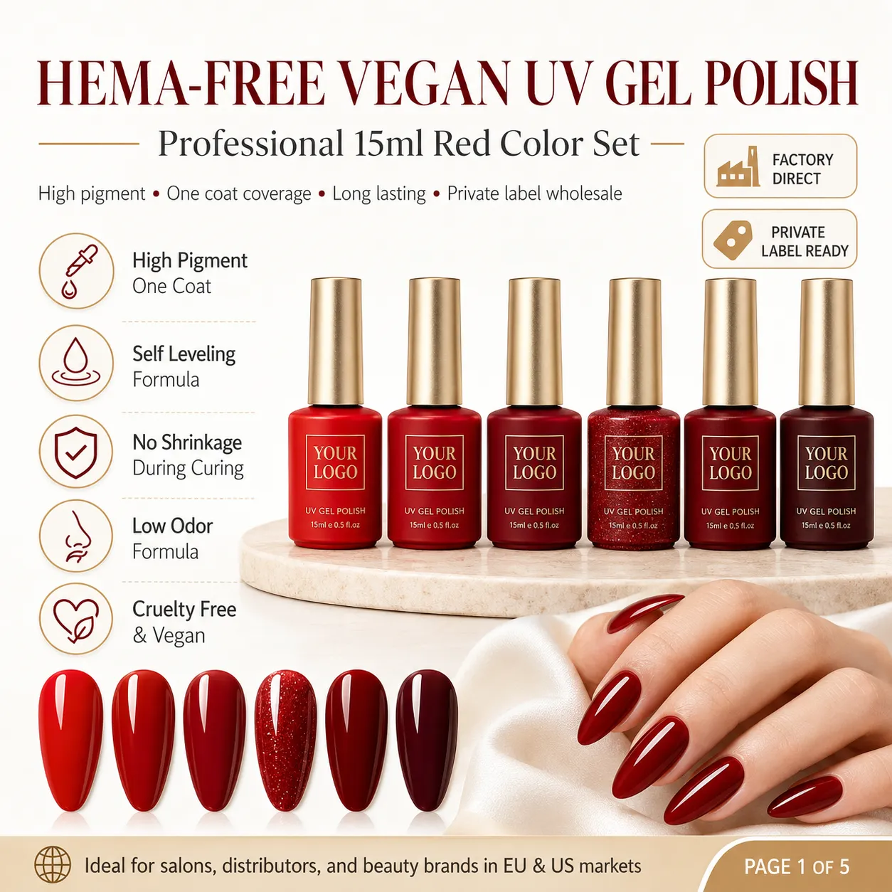 NEW NAIL Professional 15ml UV Gel Polish - Luxury High-Gloss Soak-Off Gel - HEMA-Free TPO-Free Professional Salon Series